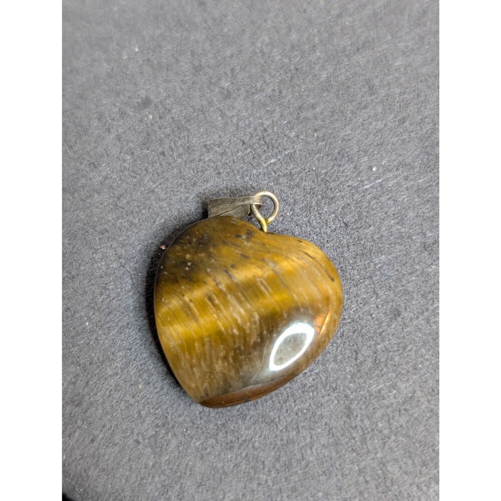 Vintage Tiger's Eye Stone Heart Pendant